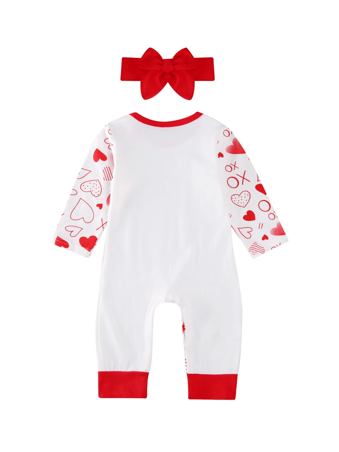 My 1st Valentine's Day Outfit Set Baby Girls Jumpsuit+Headband Set