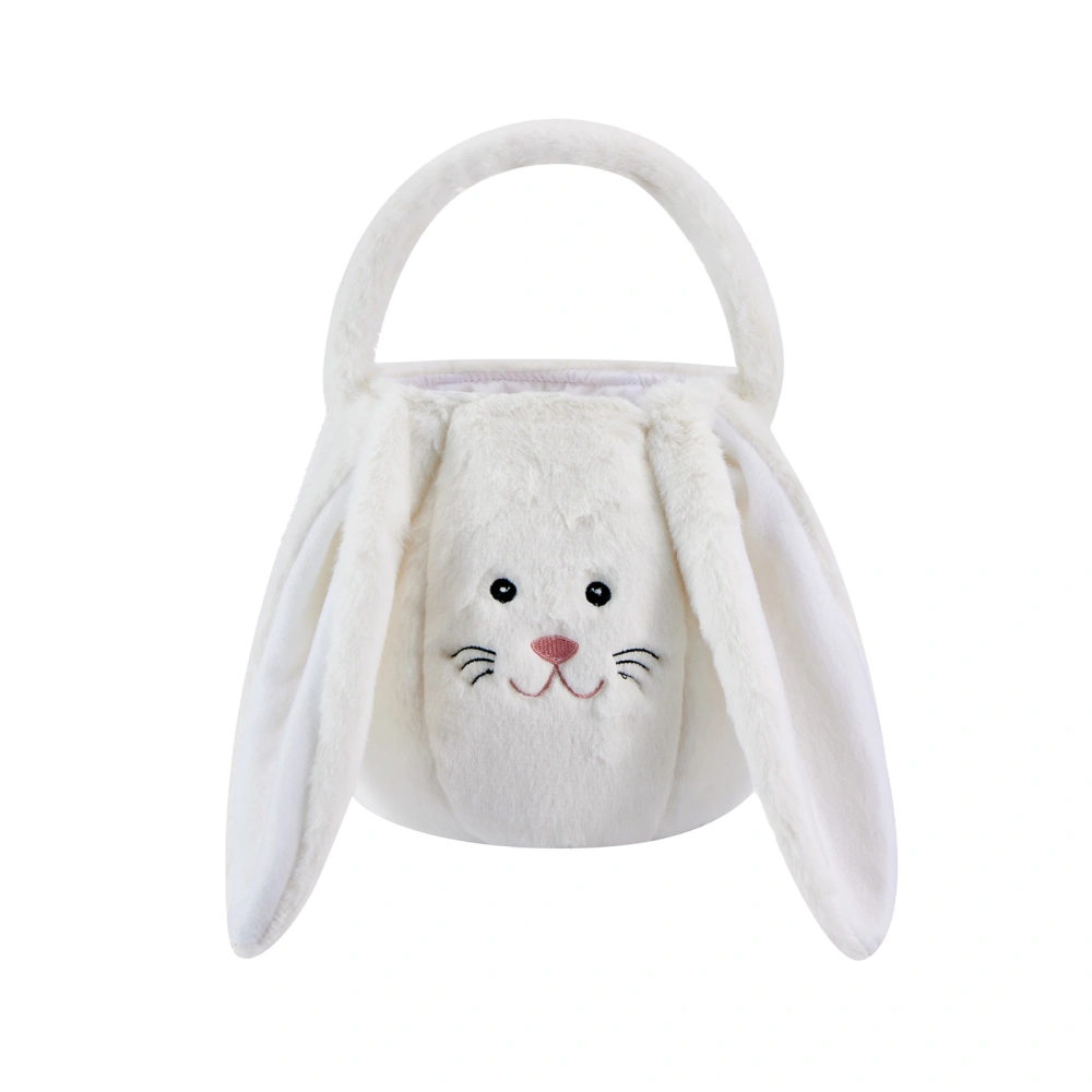 Plush Easter Bunny Basket Rabbit Buckets with Long Plush Ear for Party