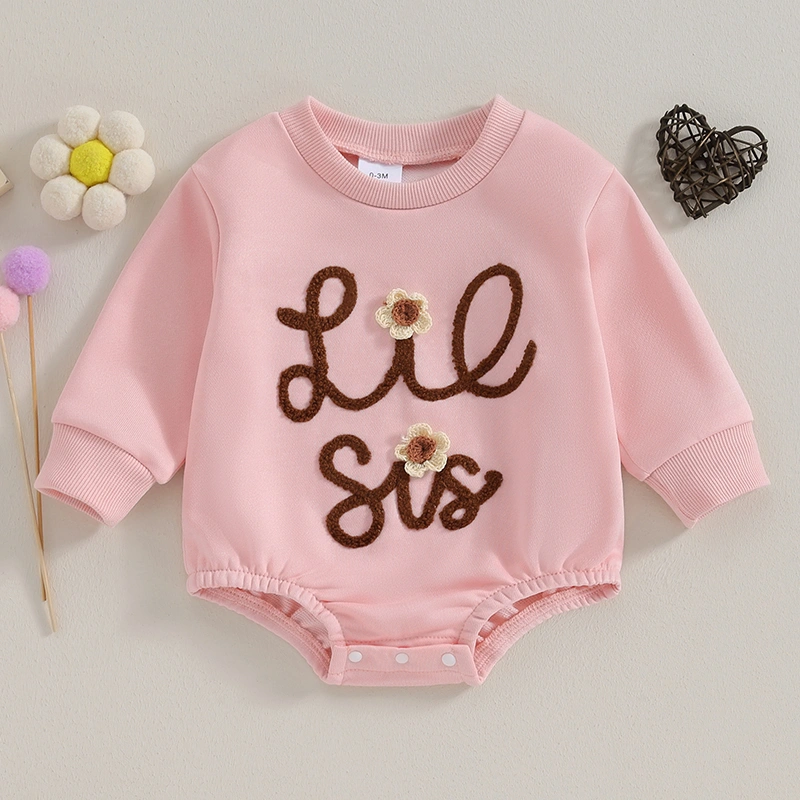 Girls Sweatshirt Romper Letter Print Long Sleeve Jumpsuits for Infant