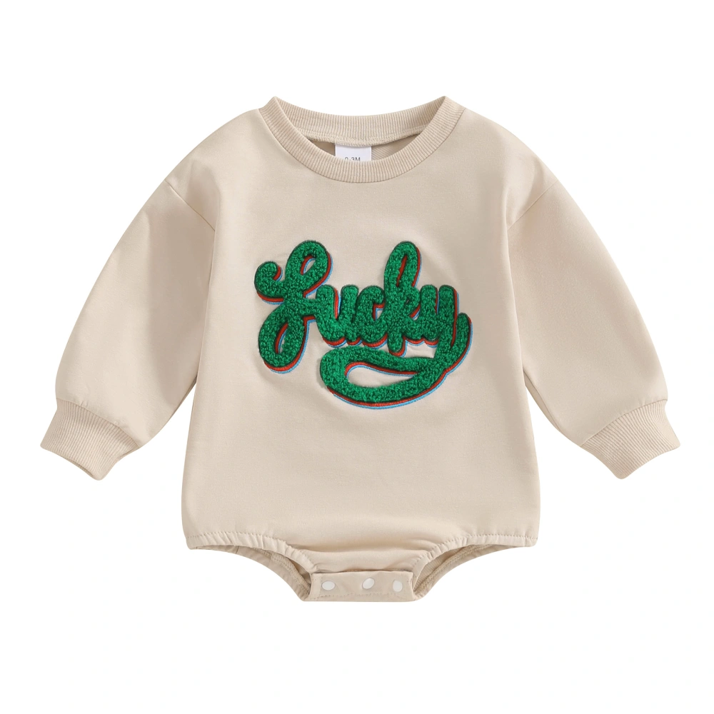 Baby Romper, Long Sleeve Crew Neck Letters Fall Casual Bodysuit