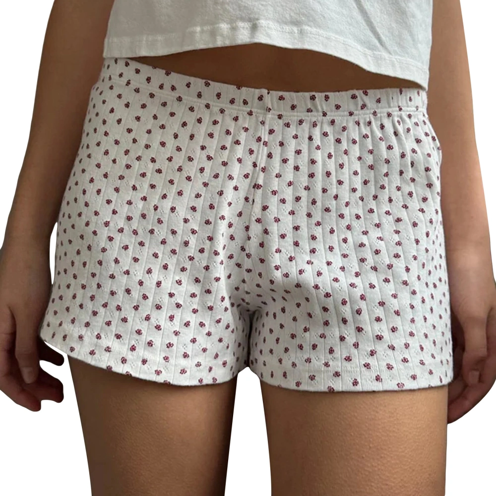 Women Lounge Shorts, Elastic Waist Floral/Heart Summer Pajama Shorts