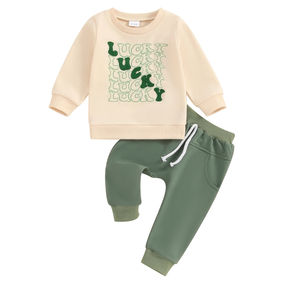 Toddler Ireland Festival Outfits Letter Embroidery Sweatshirts Pants