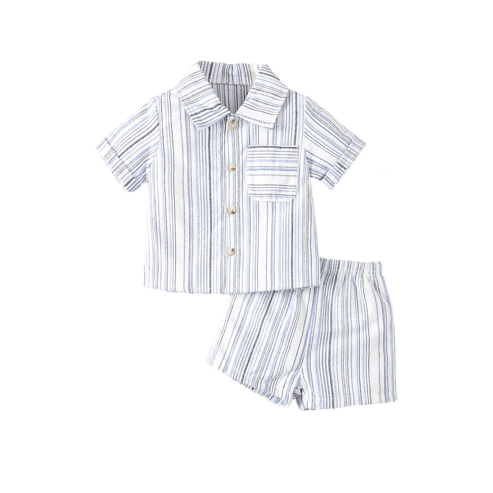 Baby Boys Shorts Set, Striped Short Sleeve Shirt with Shorts