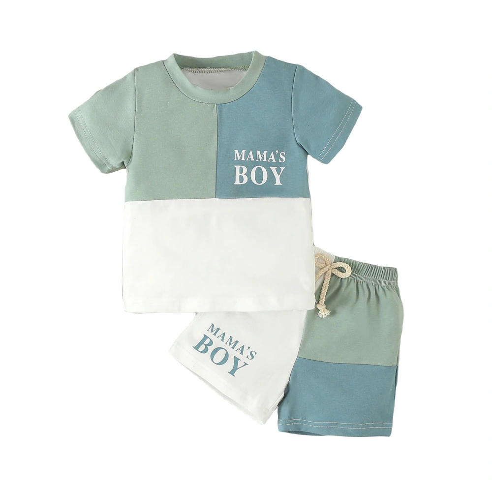 Toddler Boys 2 Piece Outfits Contrast Color T-Shirt and Elastic Shorts