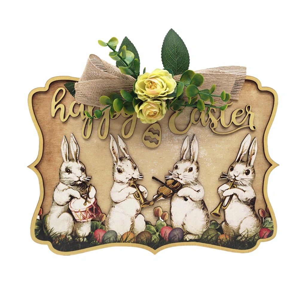 Easter Bunny Wood Sign, Happy Easter Wooden Wall Decorations