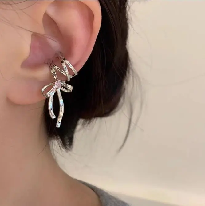 Cross Hollow-Out Bowknot Cuff Earrings for Women No Pierced Ear Cuffs