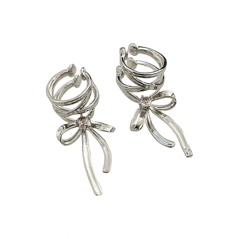 Cross Hollow-Out Bowknot Cuff Earrings for Women No Pierced Ear Cuffs