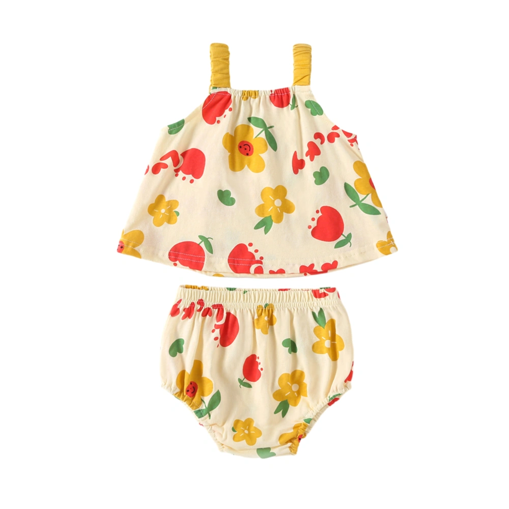 Baby Girl 2Pcs Summer Outfits Floral Print Tank Tops + Shorts