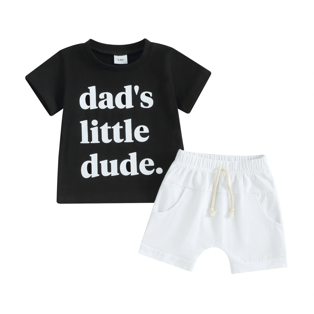 Toddler Boys Summer Outfits Letter Print T-Shirt and Elastic Shorts