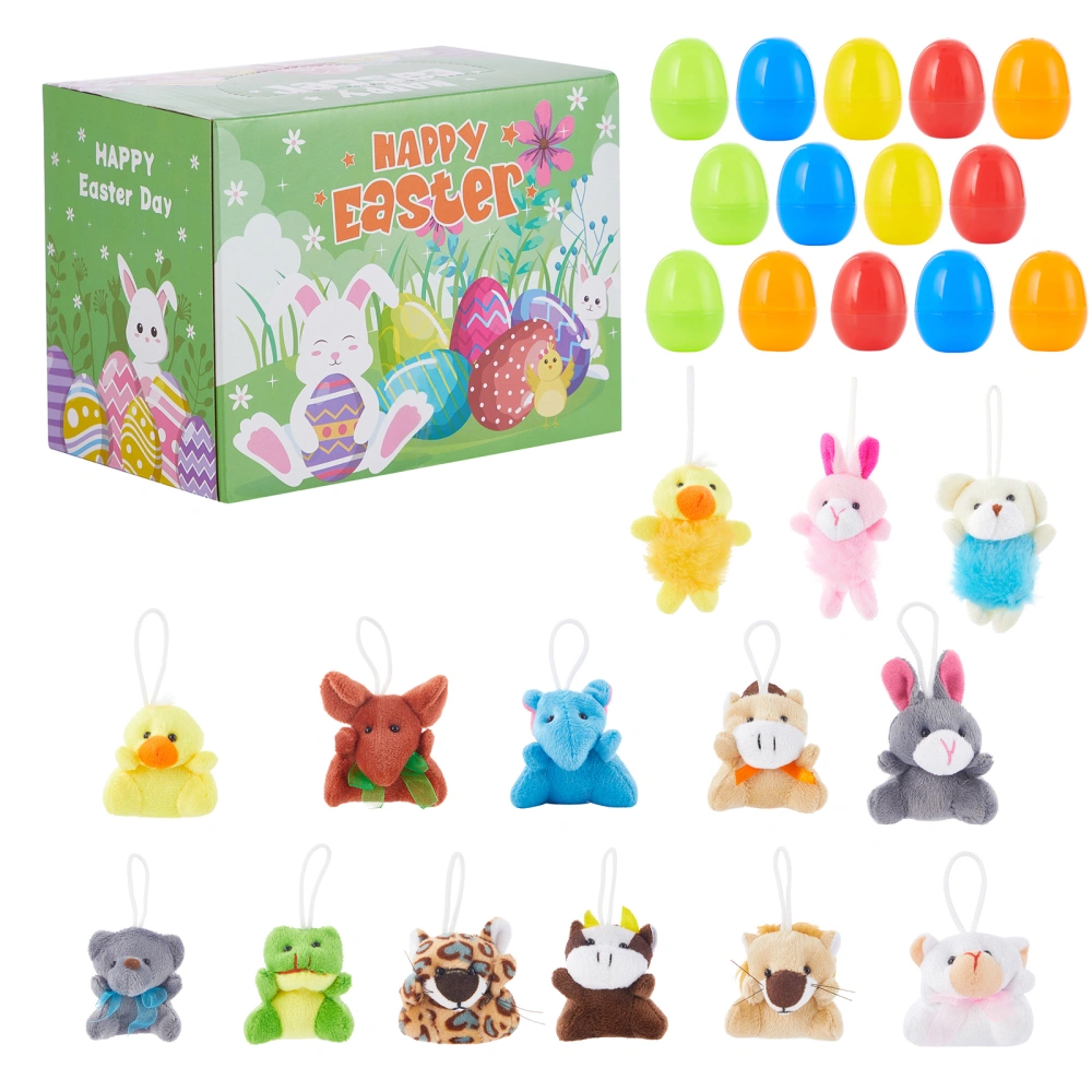 14 Pcs Filled Easter Eggs with Plush Animal Toys Gift for Boys 