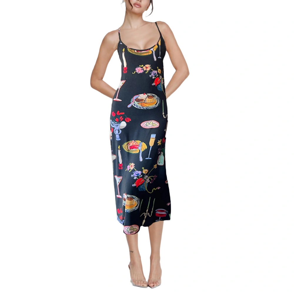 Women Cami Dress Table Collection Print Sleeveless Slip Dress 