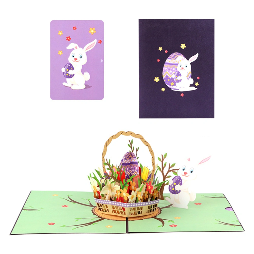 3D Cute Rabbit Greeting Paper Cards with Note Card and Envelope