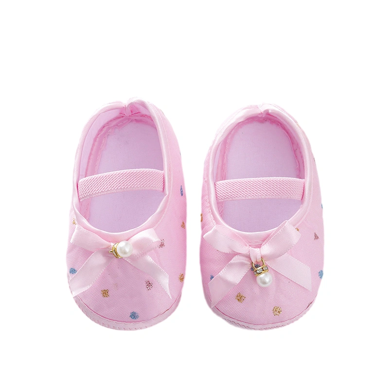 Baby Girl Spring Aummer Flats Infant Pearl Bow Walker Crib Shoes