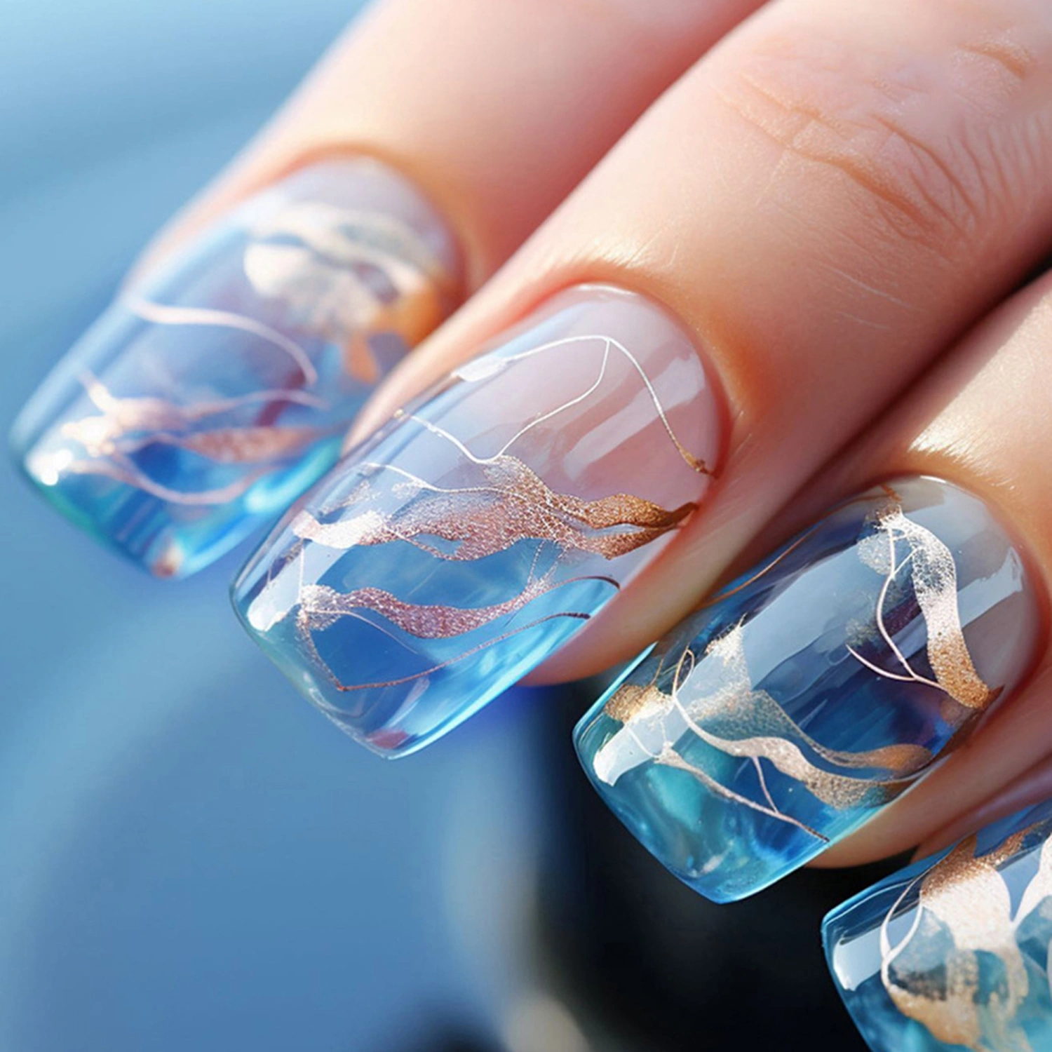 Press on Nail Medium Fake Nails Tips Full Cover Reusable Manicure