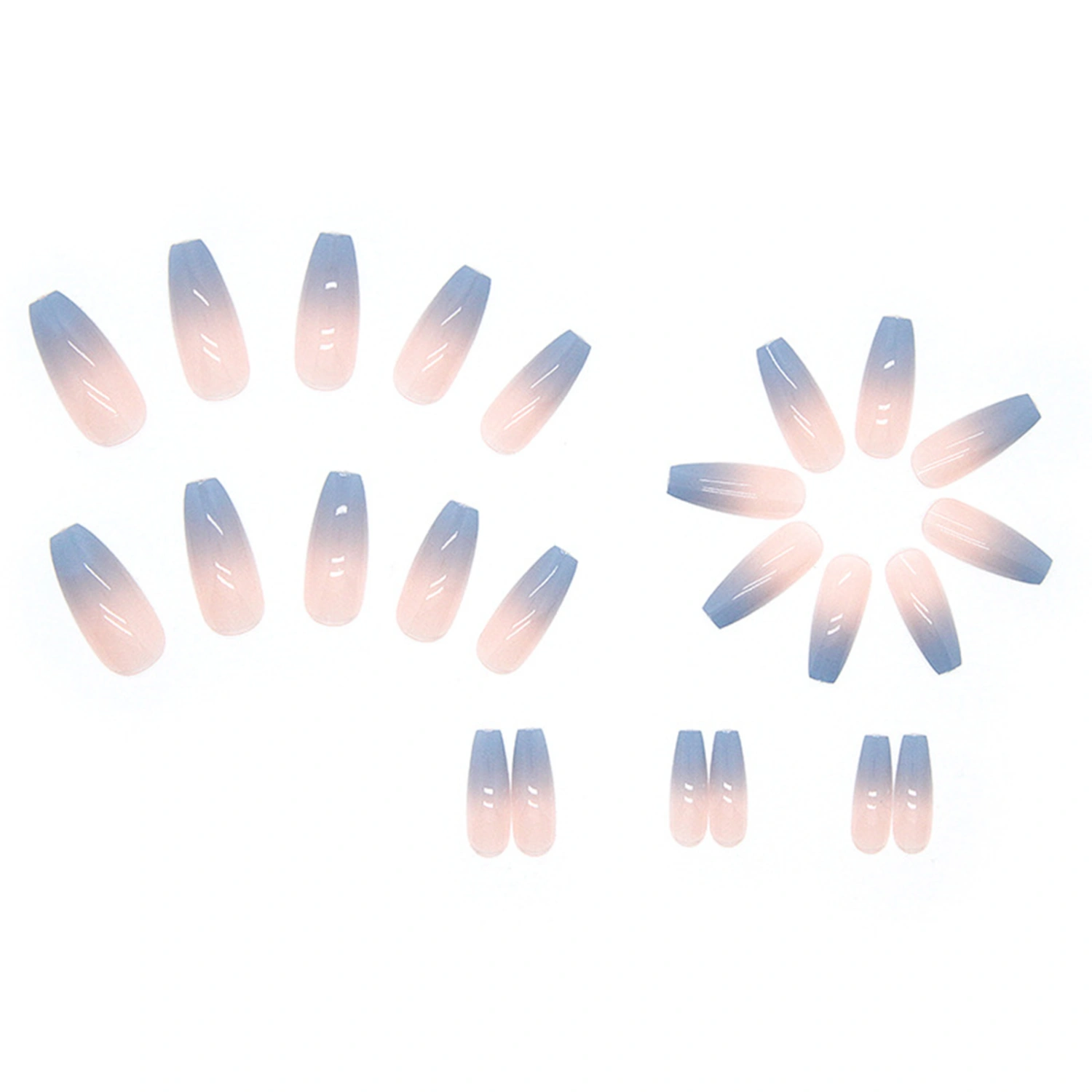 24pcs Fake Nails, DIY Gradient Color Glue On False Nail Tips