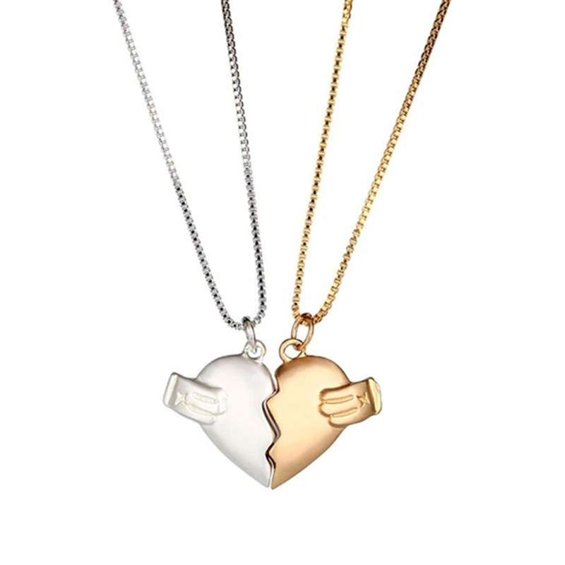 Couple Necklace for Him and Her Broken Heart Pendant Necklaces