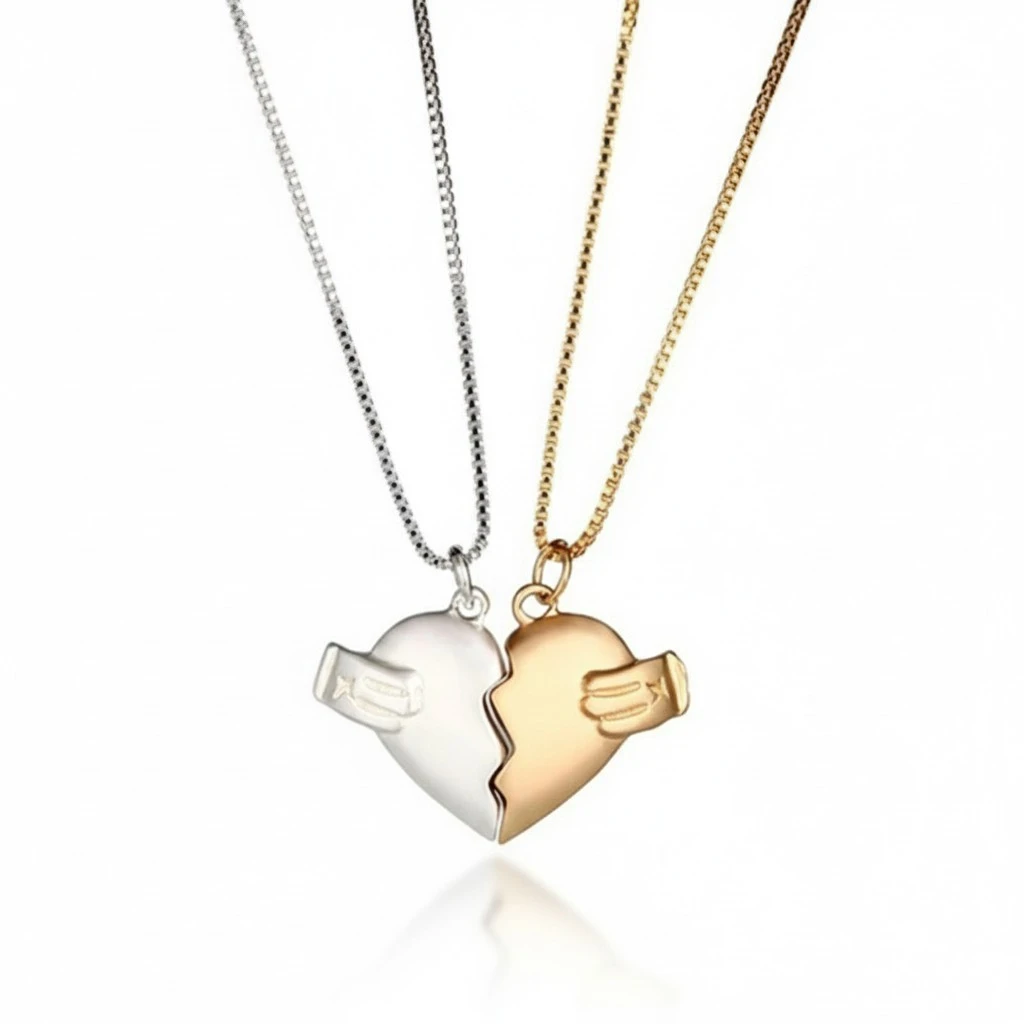 Couple Necklace for Him and Her Broken Heart Pendant Necklaces