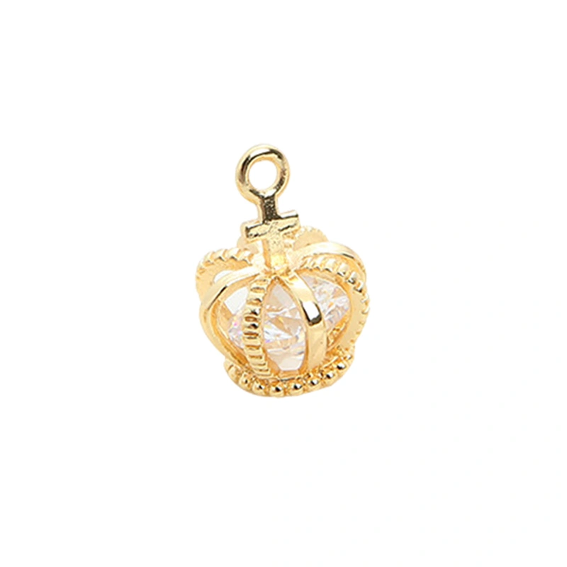 Crown Charm, Shiny Zircon Necklace Pendant DIY Mini Crown for Crafts