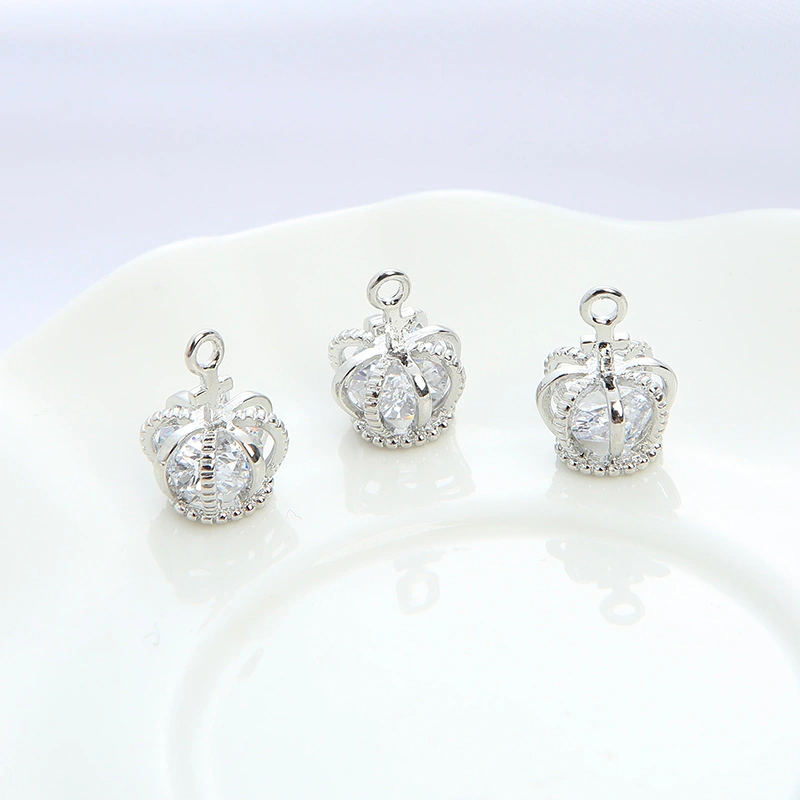 Crown Charm, Shiny Zircon Necklace Pendant DIY Mini Crown for Crafts
