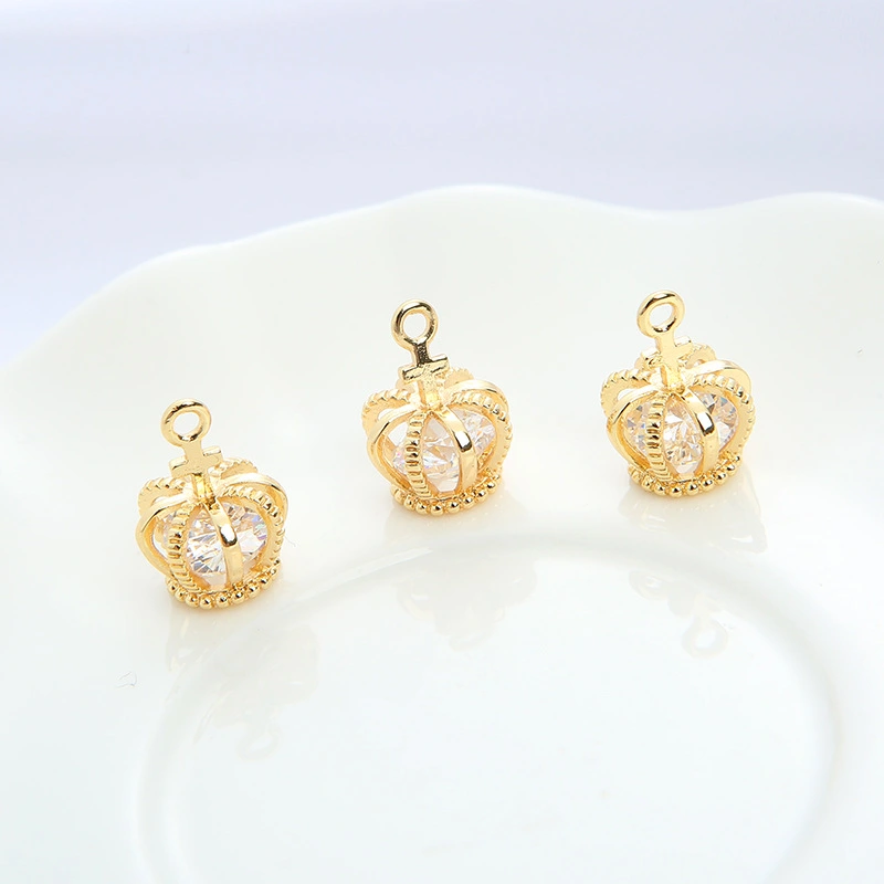 Crown Charm, Shiny Zircon Necklace Pendant DIY Mini Crown for Crafts
