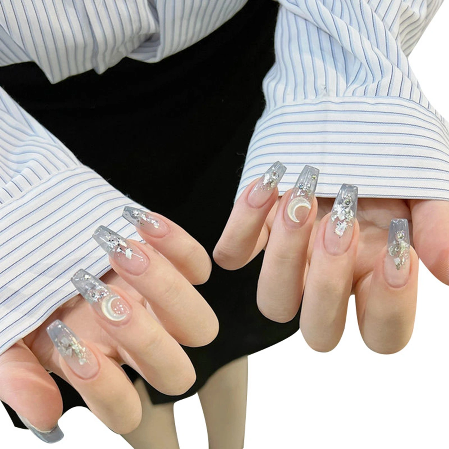 Bling Coffin Press on Nails Fake Nails Tips Full Cover False Nails