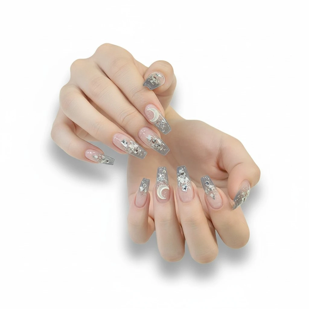 Bling Coffin Press on Nails Fake Nails Tips Full Cover False Nails