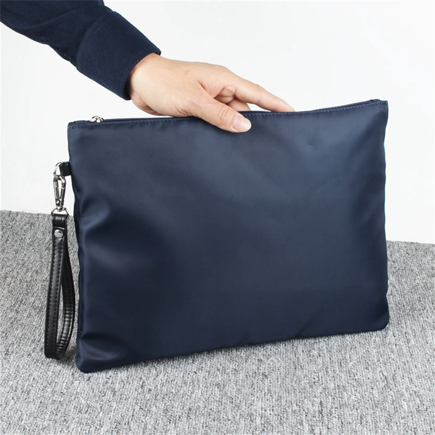 Men Business Briefcase Classic Wrist Clutch Bag Zipper Office Work Bag