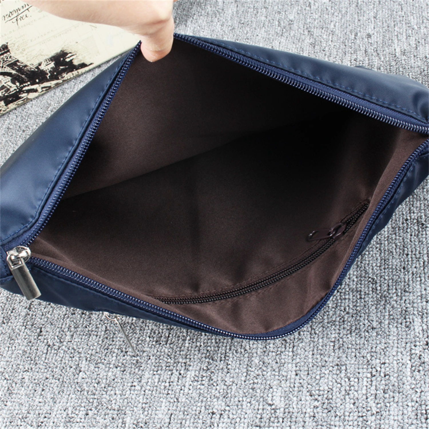 Men Business Briefcase Classic Wrist Clutch Bag Zipper Office Work Bag