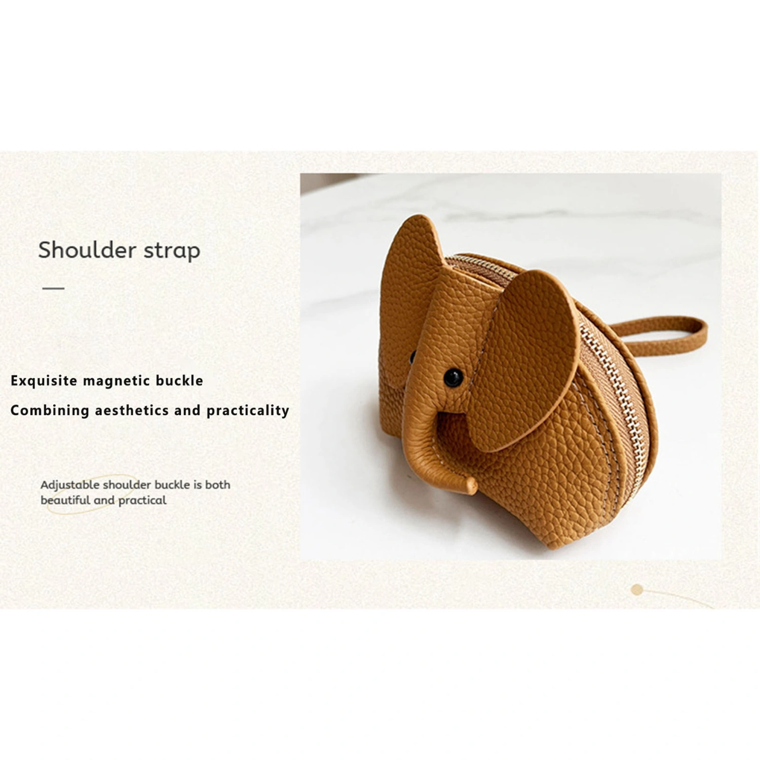 Women Coin Purse, Elegant Zipped Elephant Key Pouch Portable Wallet