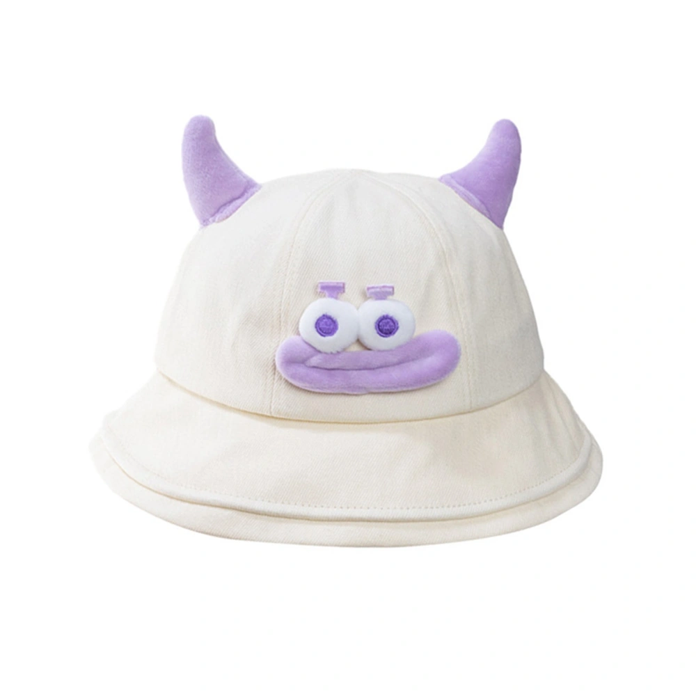 Women Bucket Hat, Cartoon Monster Wide Brim Sun Hat with Horns