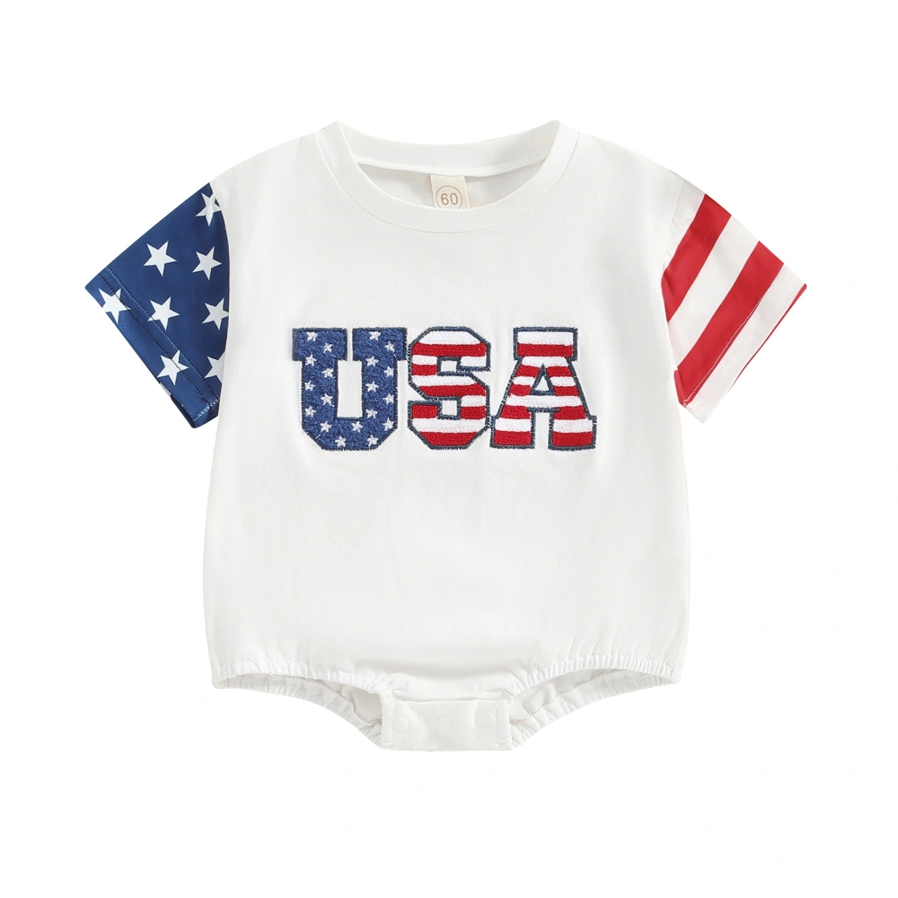 Baby Romper, Short Sleeve Letters Star Stripes Summer Bodysuit