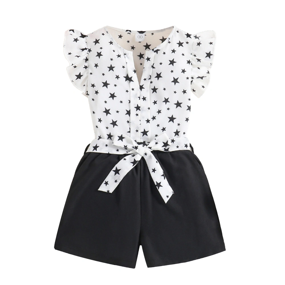 Kids Girls Summer Outfits Stars Print Shirts Tops and Shorts with Belt