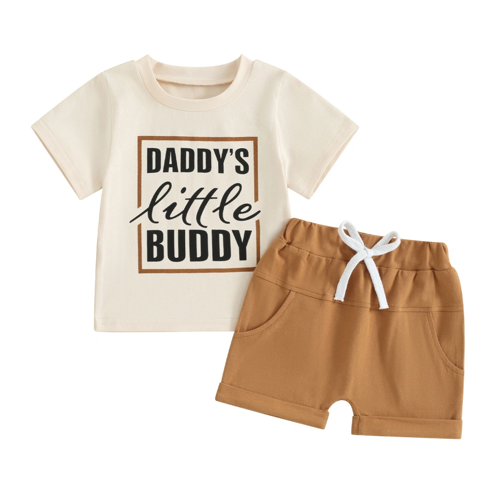 Toddler Boys Summer Outfits Letter Print T-Shirts Elastic Waist Shorts