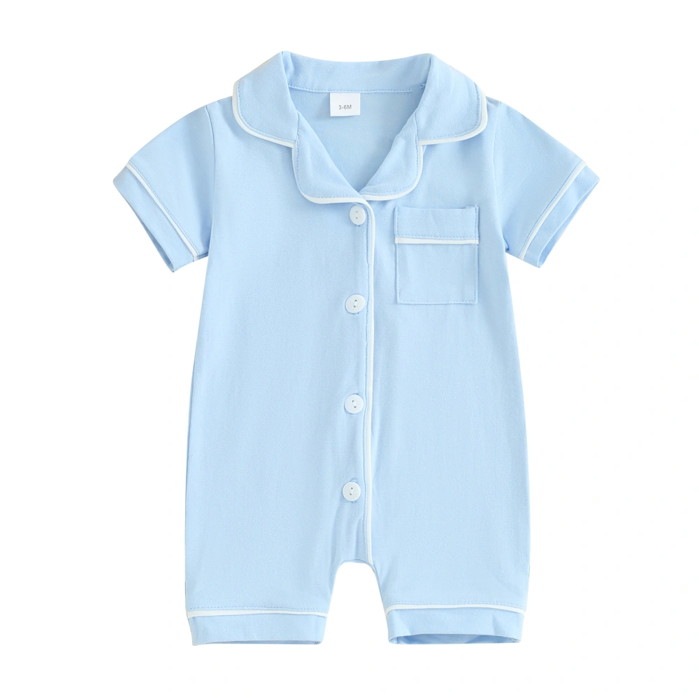 Baby Pajamas Rompers Patchwork Turn-Down Collar Sleepers Sleepwear