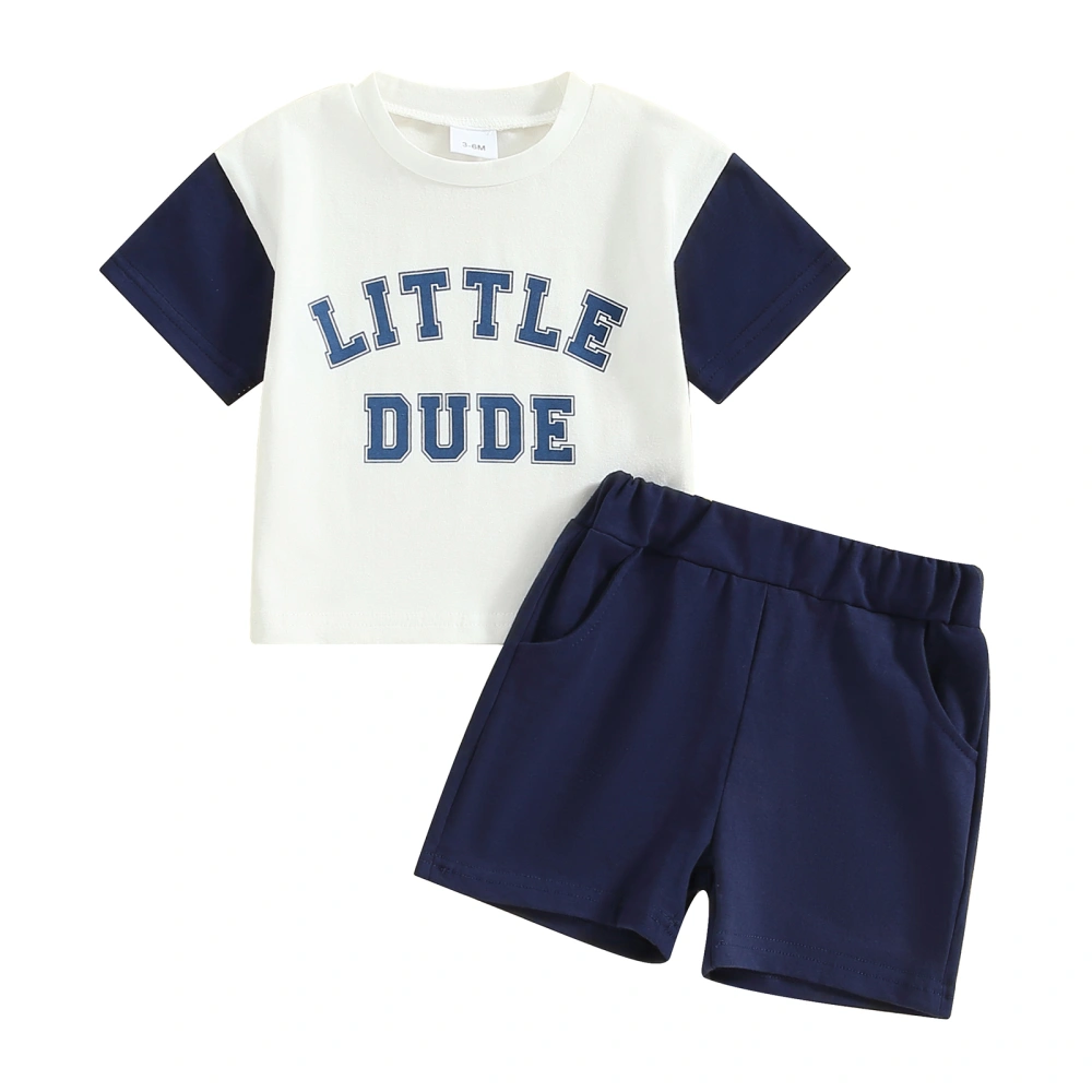 Baby Boys Shorts Set, Short Sleeve Letters Print T-shirt Shorts