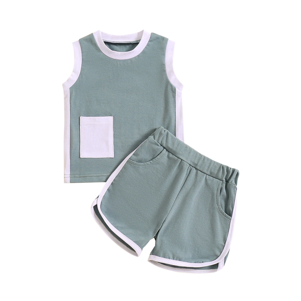 Baby Boys Shorts Set, Patchwork Sleeveless Tank Top with Shorts