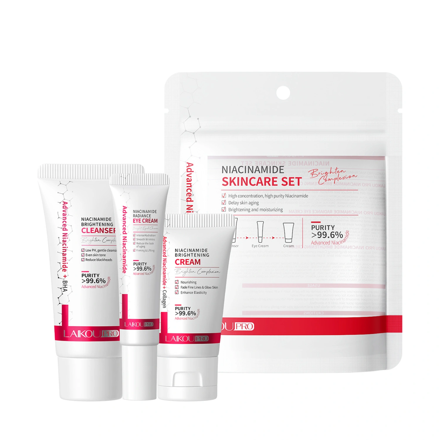 Niacinamide Skincare Set Hydrating Face Cleanser Eye Cream Face Cream