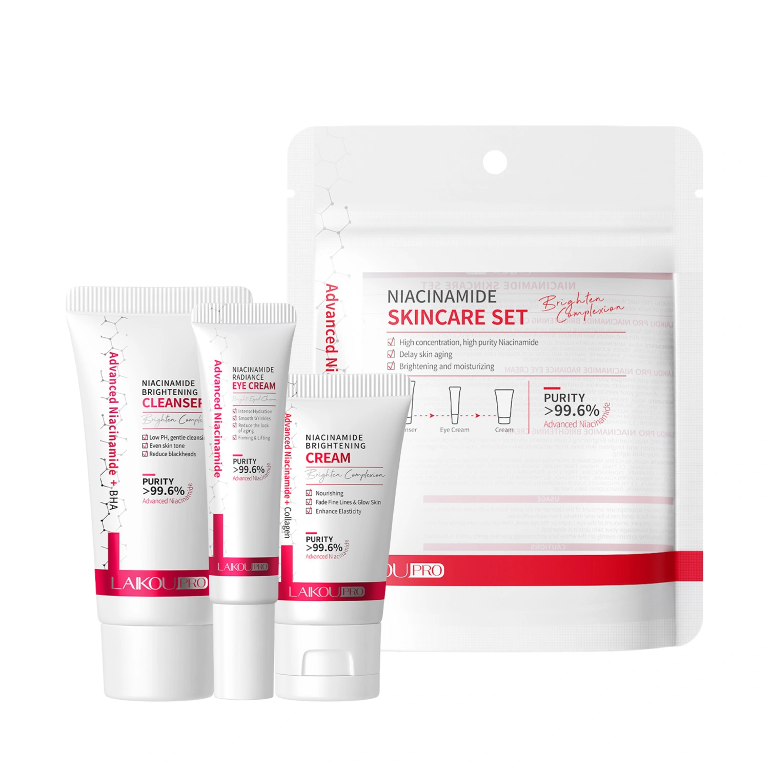 Niacinamide Skincare Set Hydrating Face Cleanser Eye Cream Face Cream