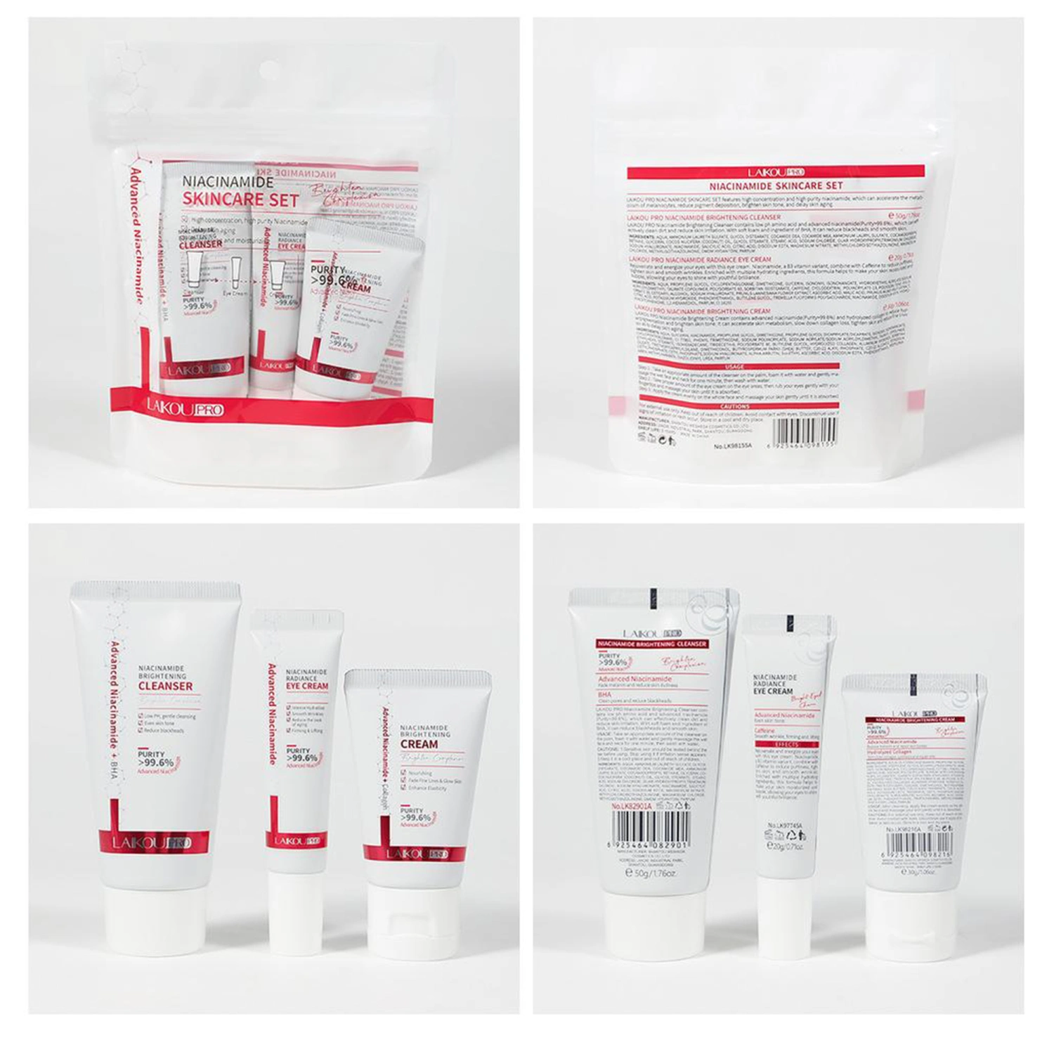 Niacinamide Skincare Set Hydrating Face Cleanser Eye Cream Face Cream