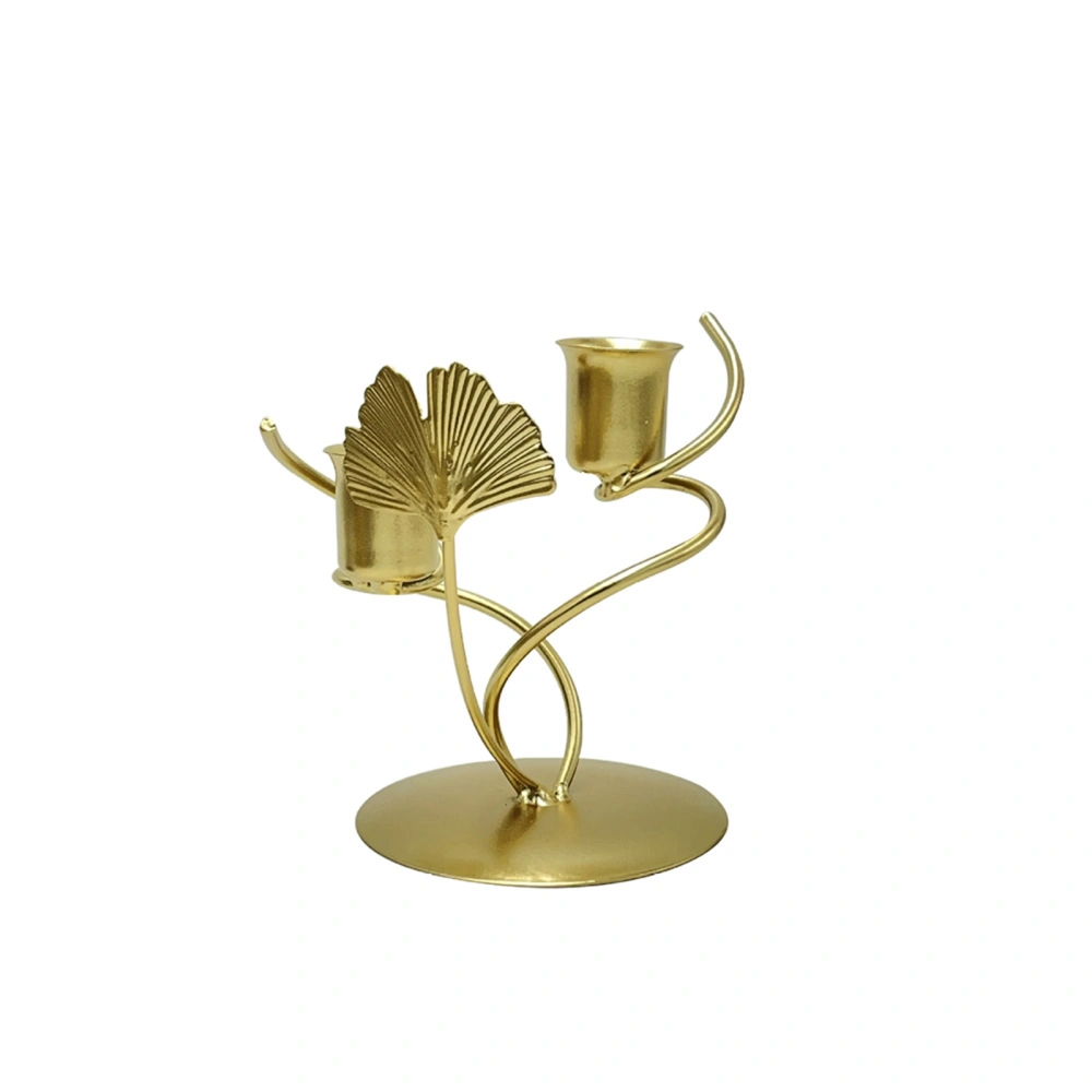 Metal Candle Holder Modern Ginkgo Leaf Tea Light Candlestick Holder 