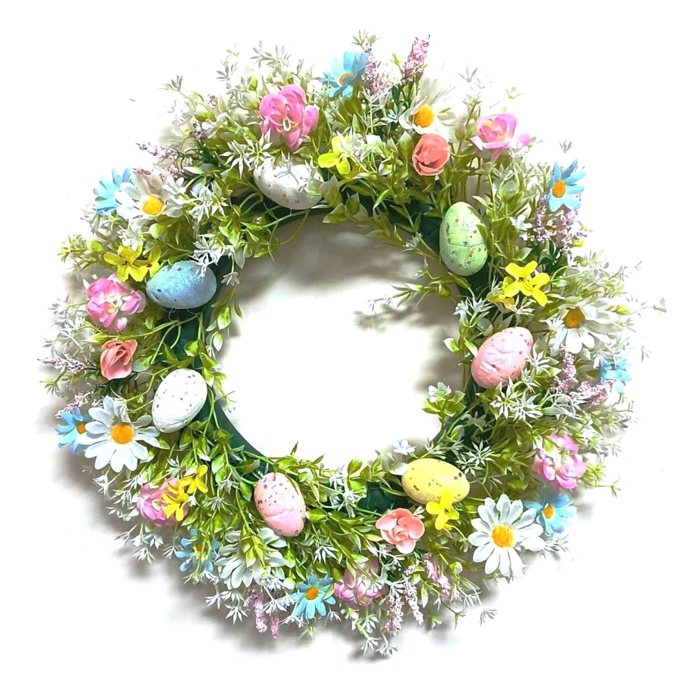 Easter Wreath Decor, Eucalyptus Garland with 3D Easter Eggs Flowers 