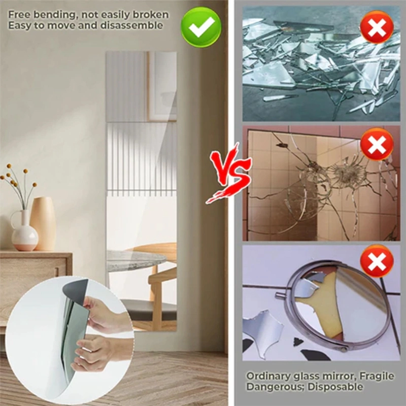 Self Adhesive Wall Mirror Shatterproof Wall Mirror Tiles Decor 