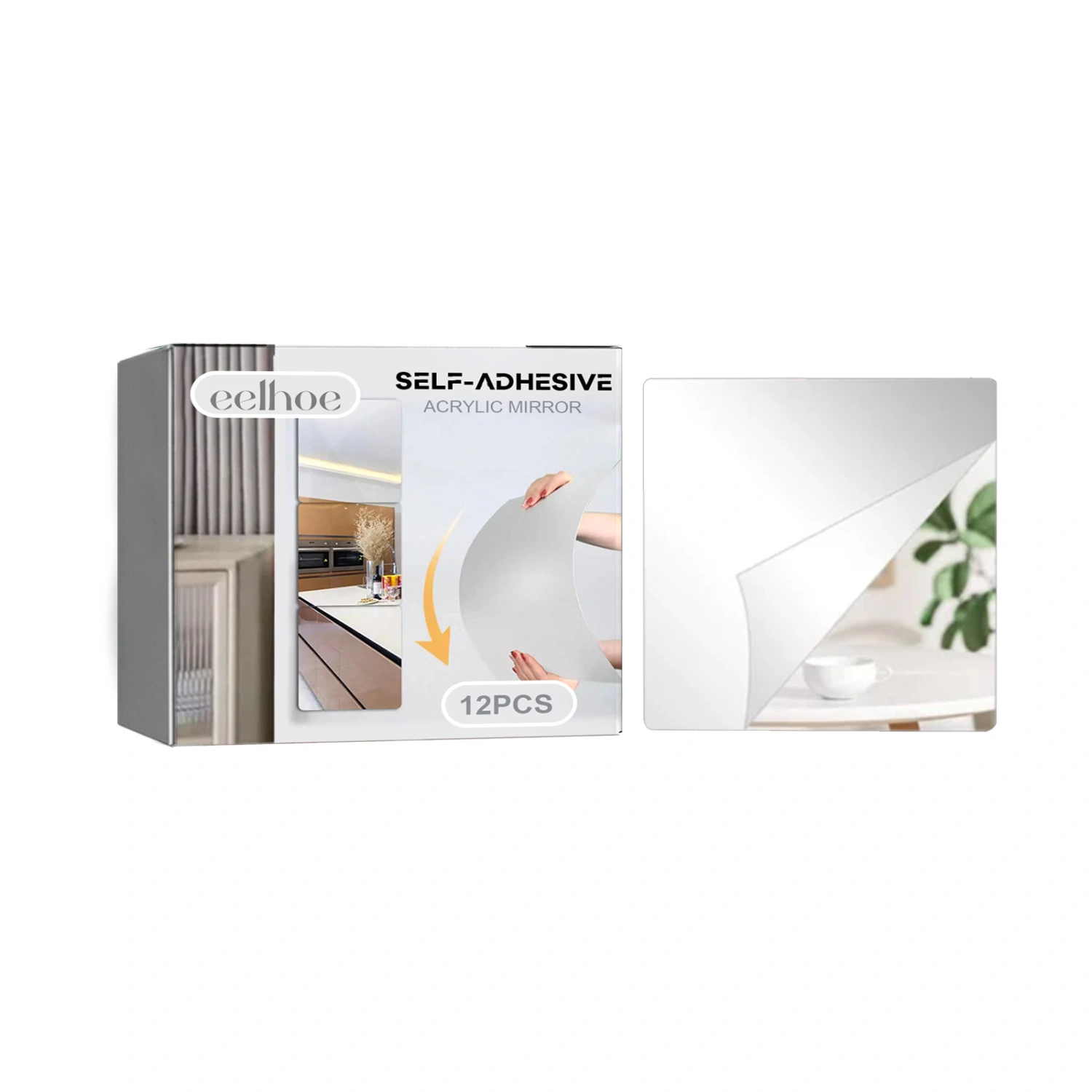 Self Adhesive Wall Mirror Shatterproof Wall Mirror Tiles Decor 