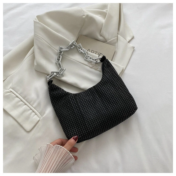 Women Rhinestone Shoulder Bag Sparkle Handbag Underarm Bag Purse
