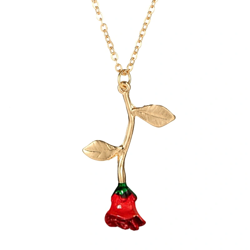 Rose Pendant Necklaces for Women Aesthetic Couple Flower Necklaces