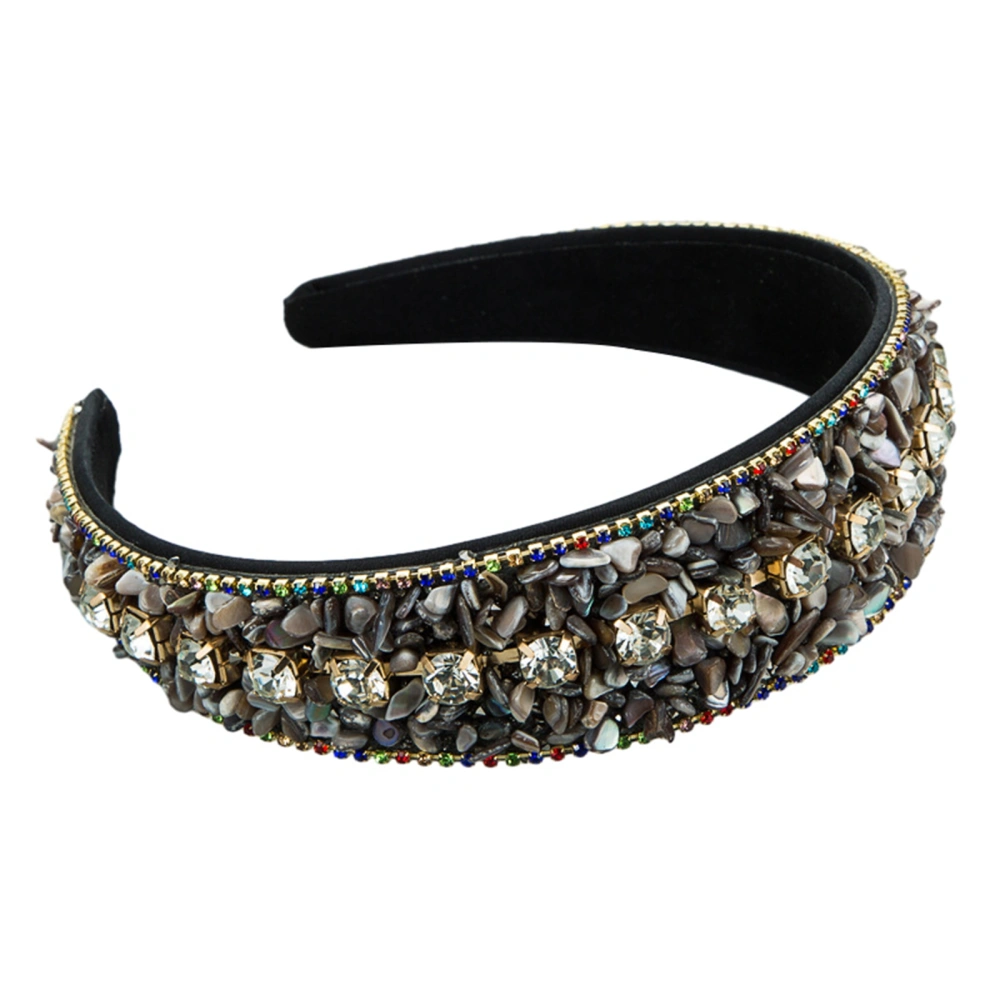 Women Wide Hair Band, Shiny Rhinestones Hair Hoop Styling Accessory