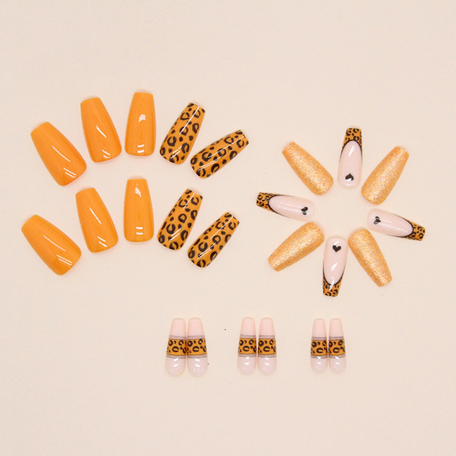 Press on Nail Medium Fake Nails Tips Full Cover Reusable Manicure
