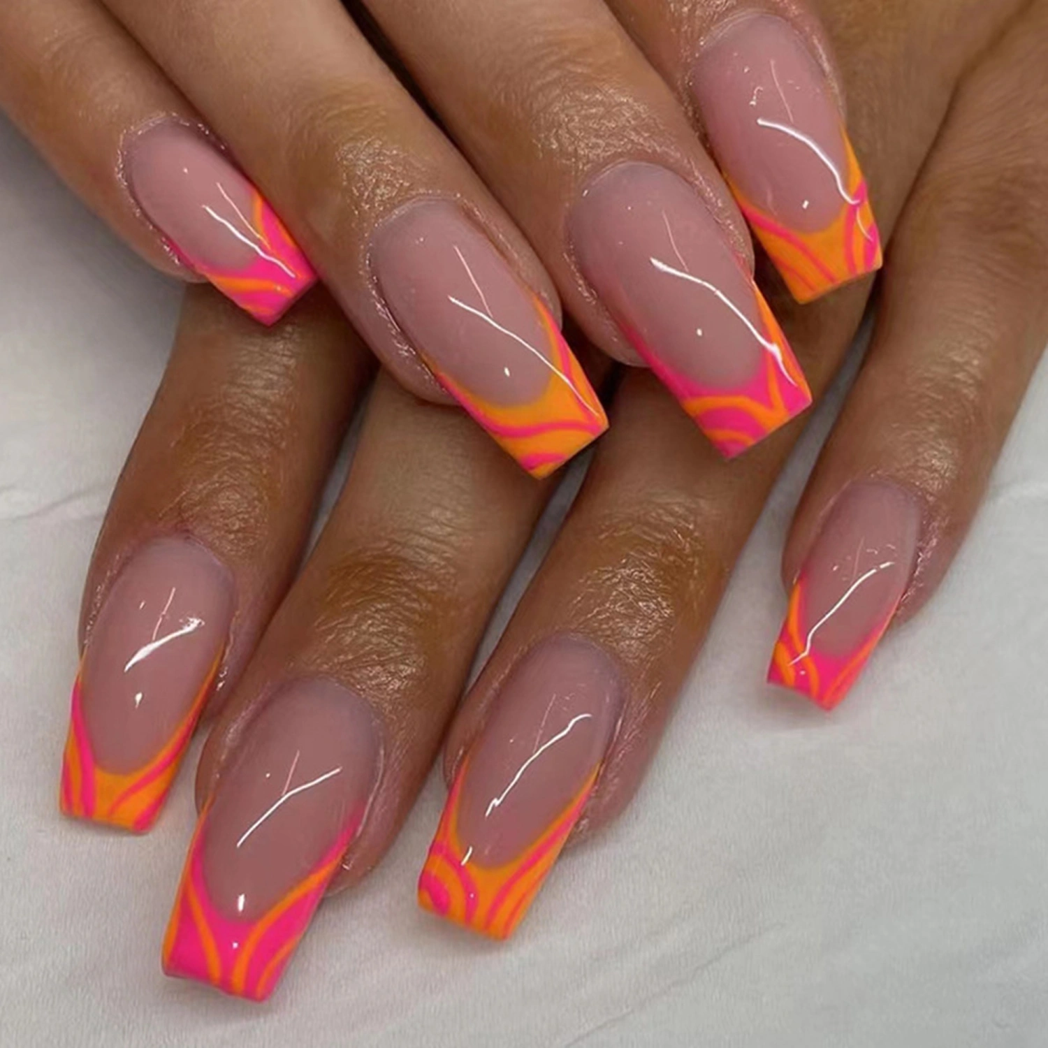 Press on Nail Medium Fake Nails Tips Full Cover Reusable Manicure