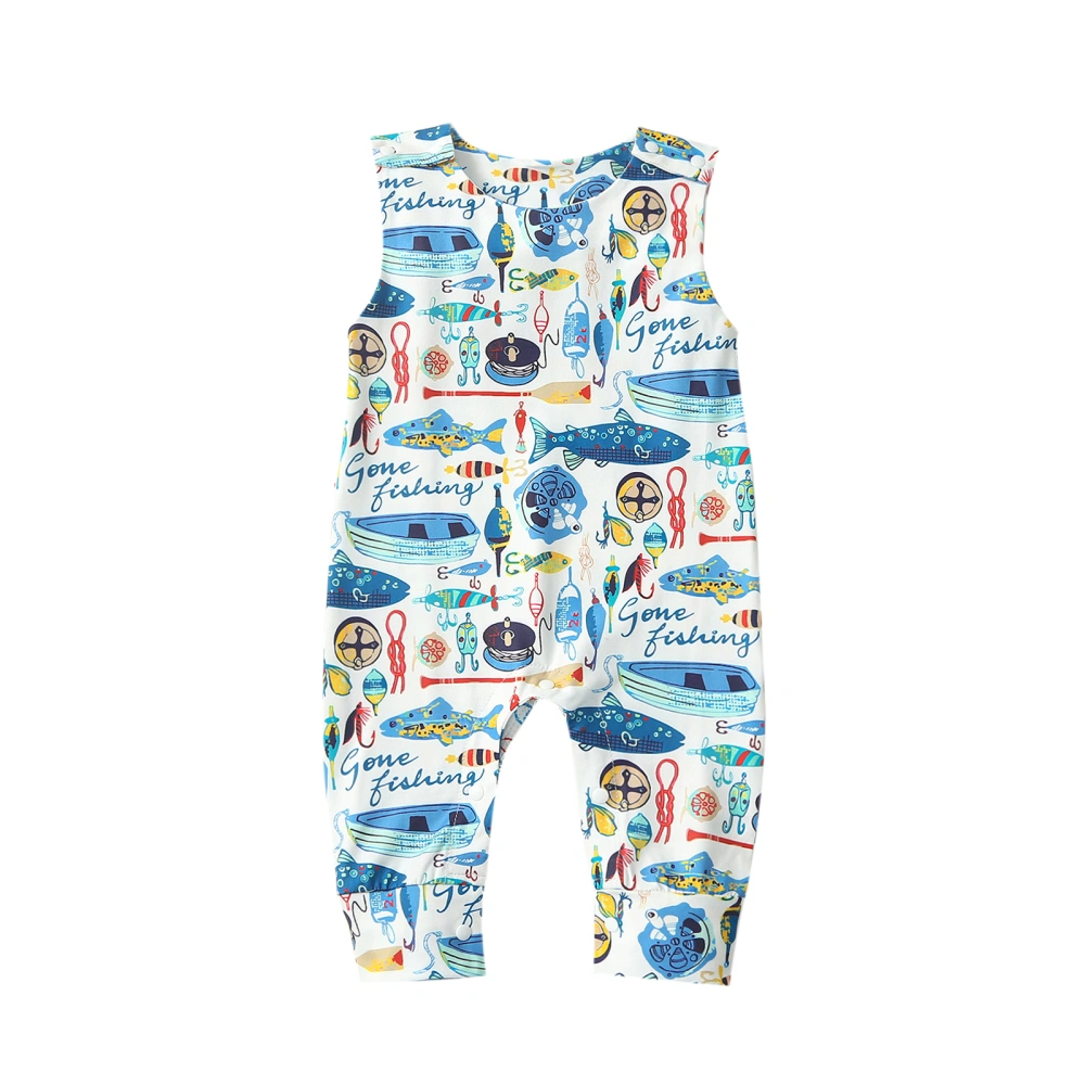 Baby Girls Boys Romper Sea/Camping Elements Sleeveless Jumpsuits