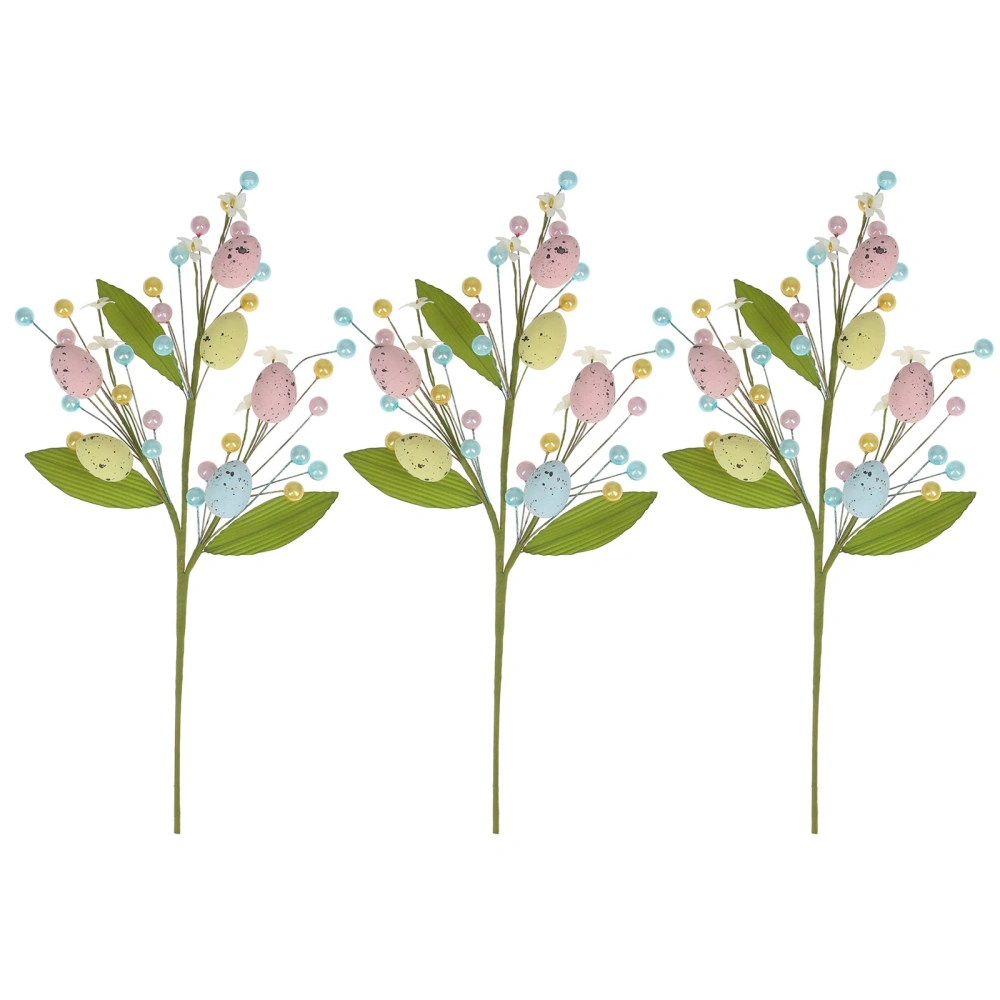 Easter Simulated Berry Branches Colorful Egg Leaves Floral Stems